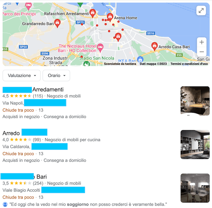Local pack arredamento Bari