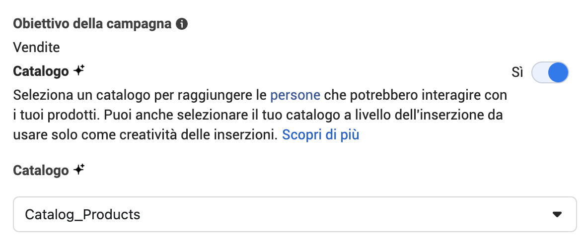 Catalogo attivazione Meta